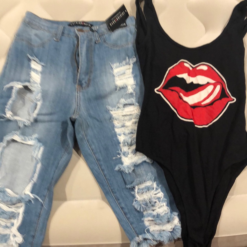 Fashion Nova jeans and bodysuit